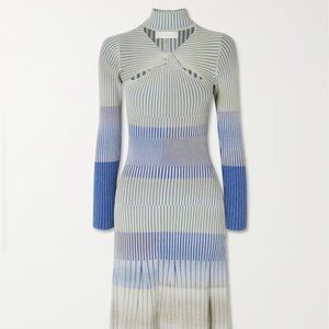 Jonathan Simkhai Kazuki Striped Knit Twist Midi Dress